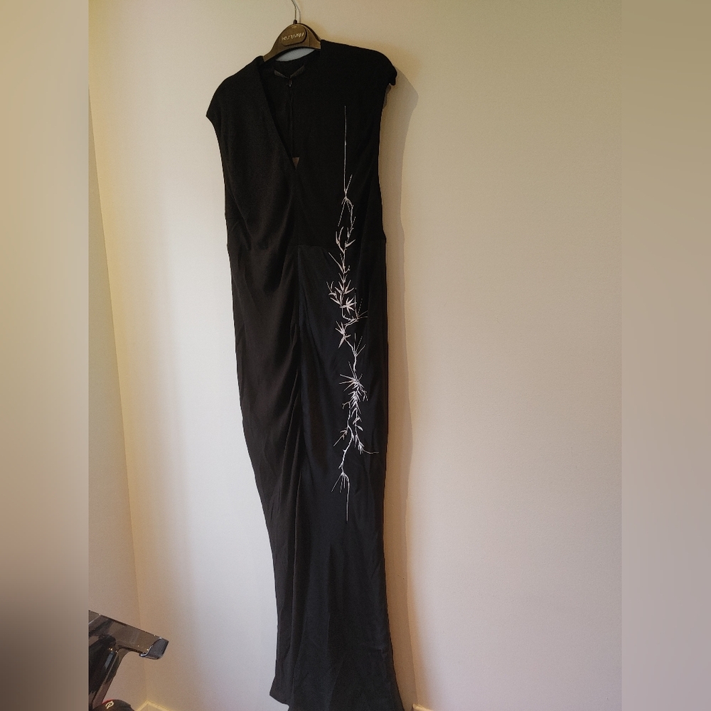 Haider Ackermann Black Embroidered Midi Dress Size 36 - Picture 5 of 15